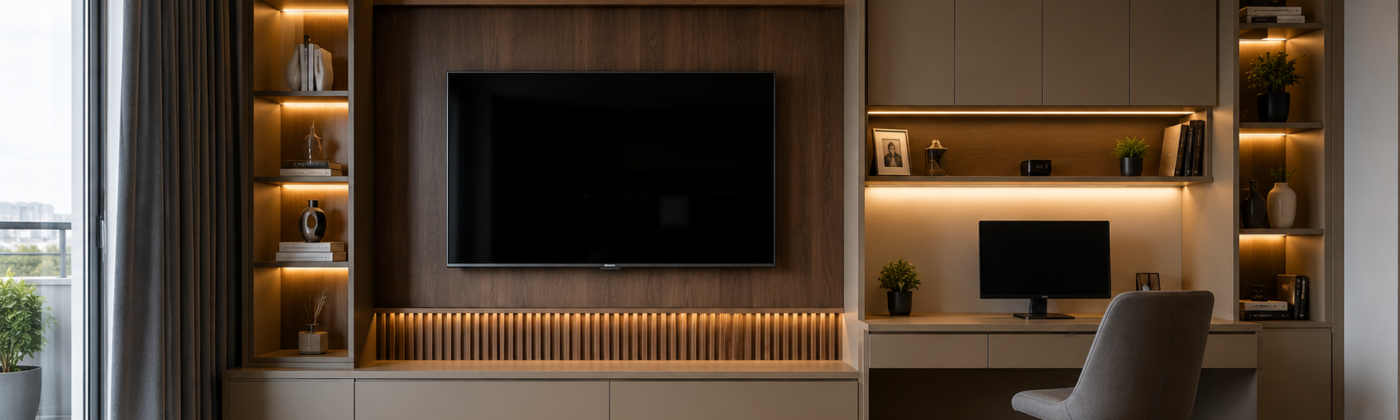 Bespoke Media Wall and Home Office Installation in Welwyn Garden City